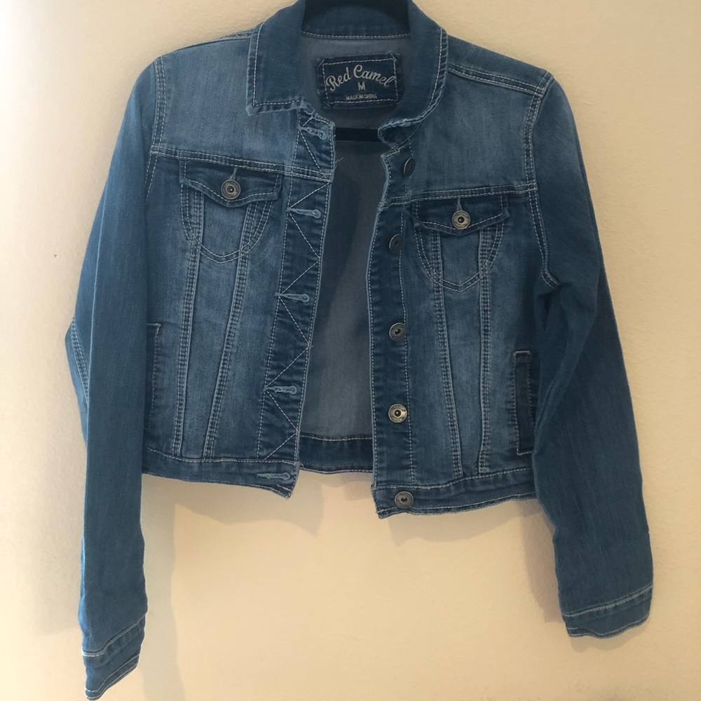 Red camel girls medium jean jacket.